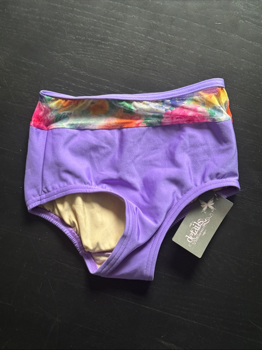 Details Lavender Dance/Swim Briefs with Floral Waistband